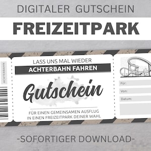 Amusement Park Voucher | Template editable | Print | Printable Voucher Template | gift idea | Customizable | Download