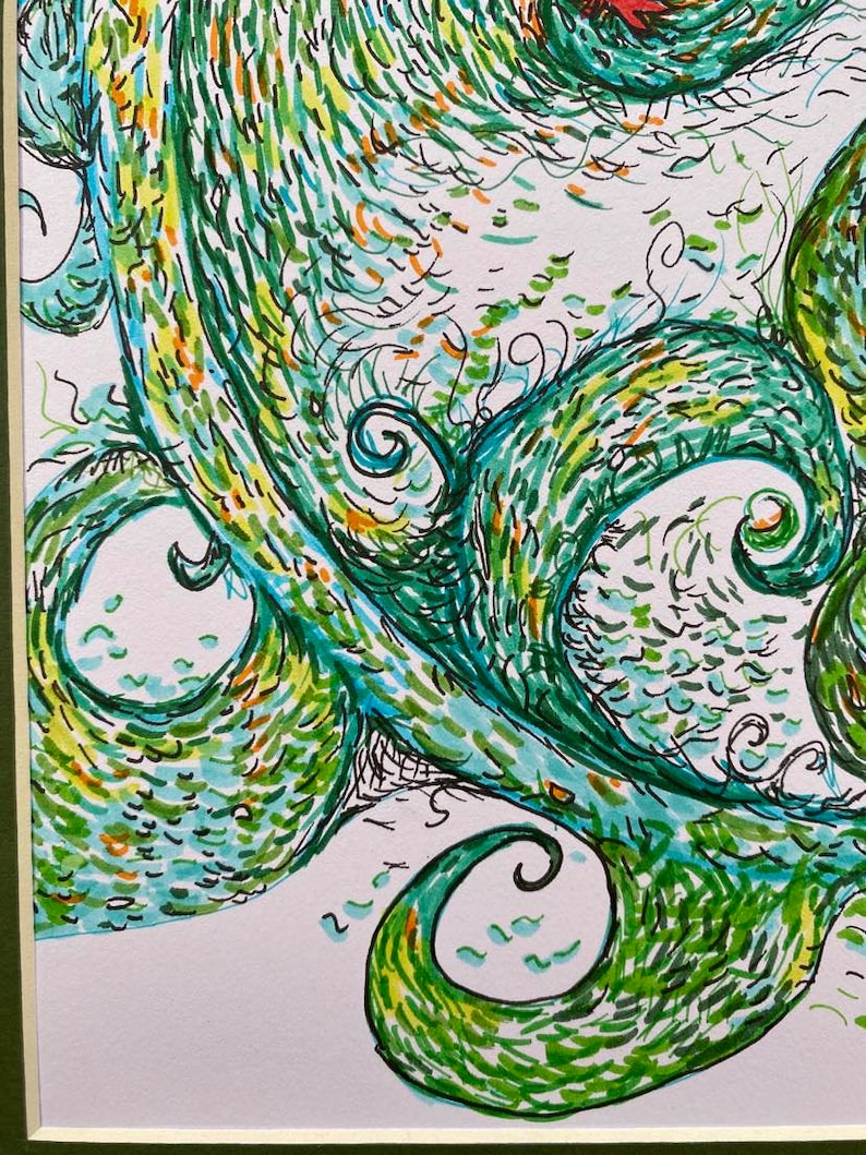 Hand-drawn Starry Waves Ink Drawing, 8x10 Original Art - Etsy