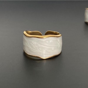 White Opals - adjustable ring