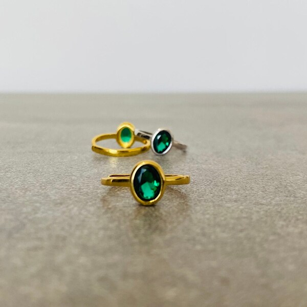 the emerald ring • gold ring adjustable • AllTheSmallThings