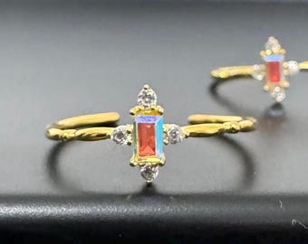 Golden Baguette - adjustable ring - 925 Silver