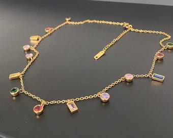 Golden Gemstones - gold necklace