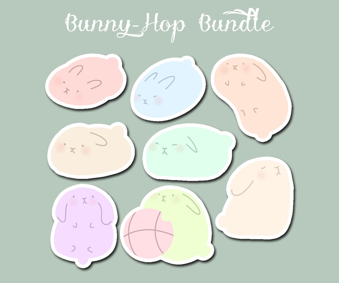 Korean Rabbit Sticker Cute Korean Bunny Stickers - Etsy