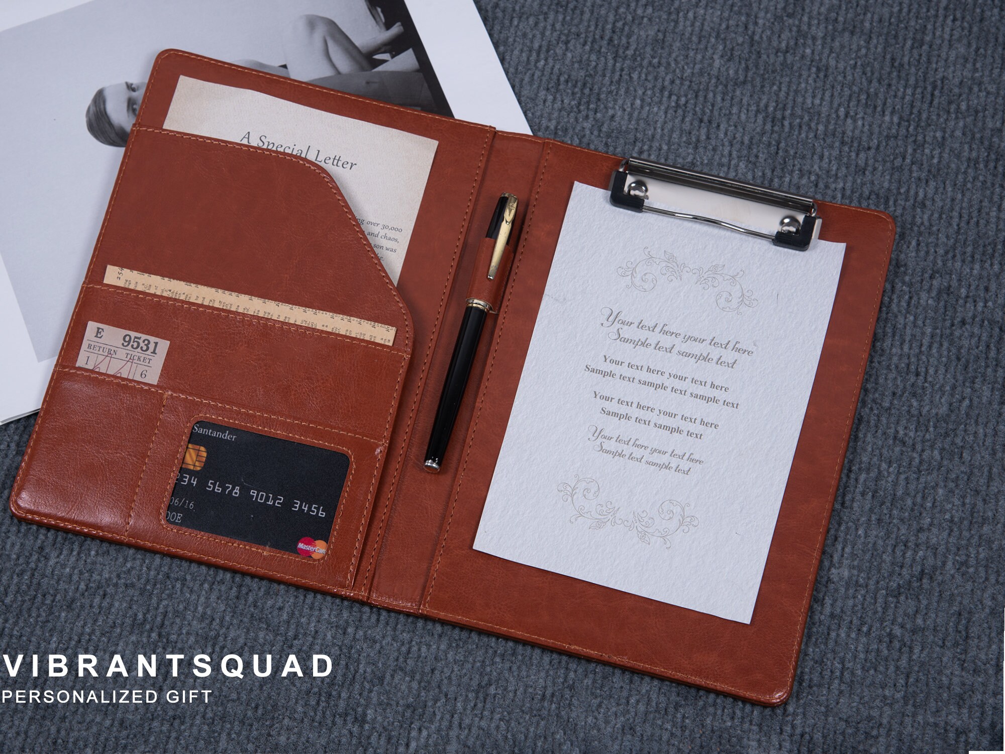 A5 Leather Padfolioleather Padfolio With Clip Custom Etsy