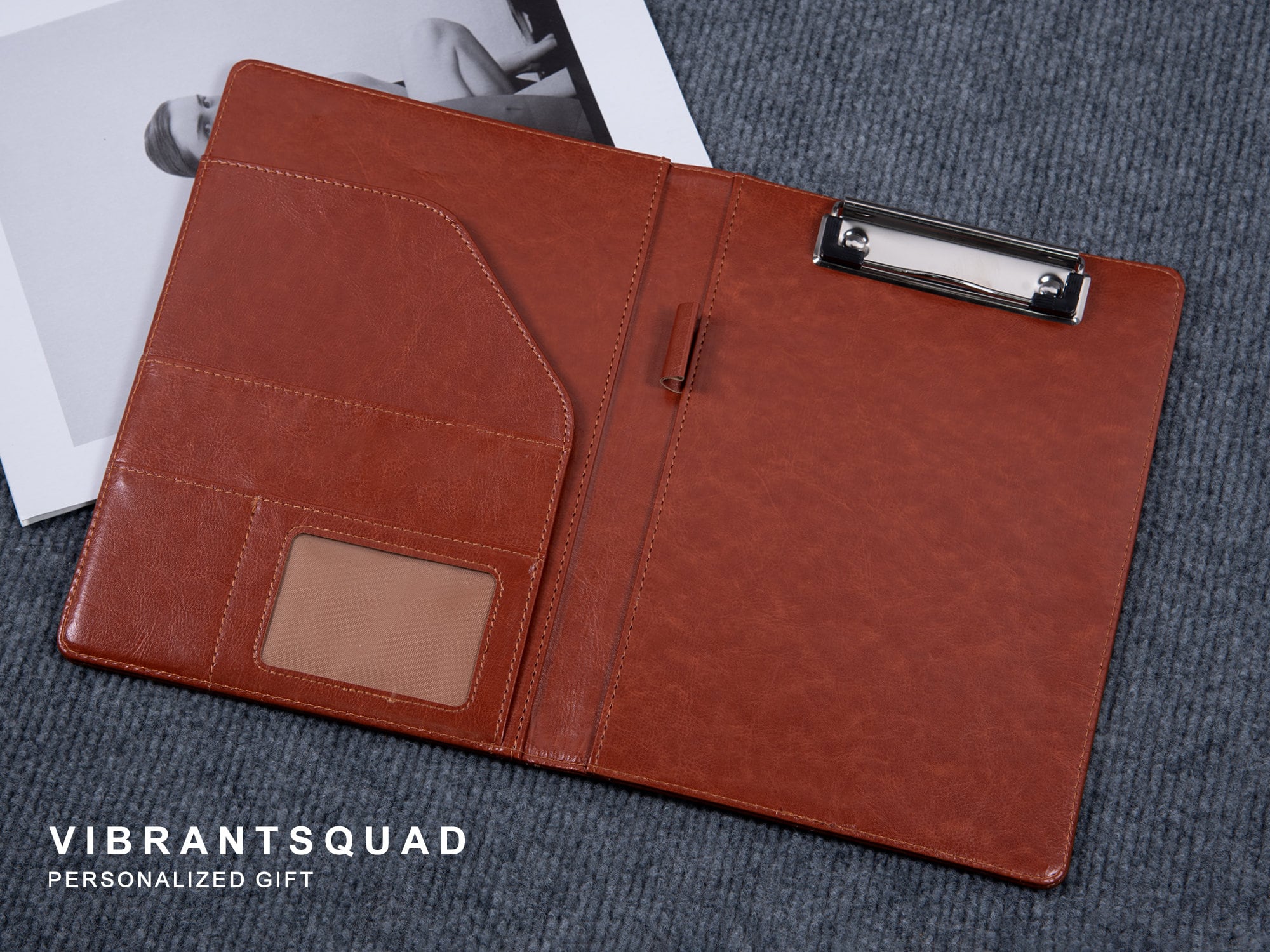 A5 Leather Padfolioleather Padfolio With Clip Custom Etsy