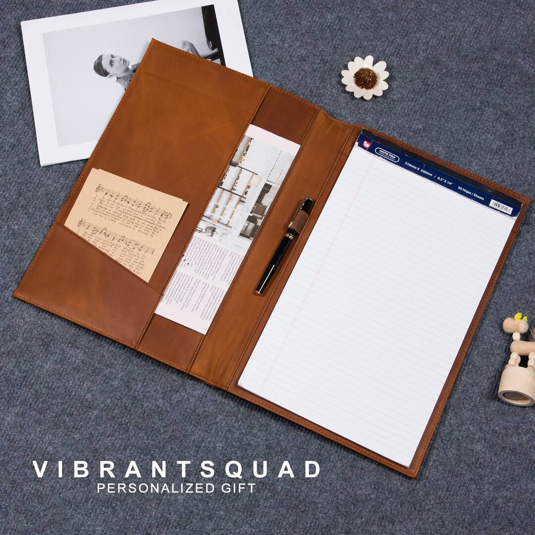 Genuine Leather Padfolio, Handmade Crazy Horse Leather Padfolio With