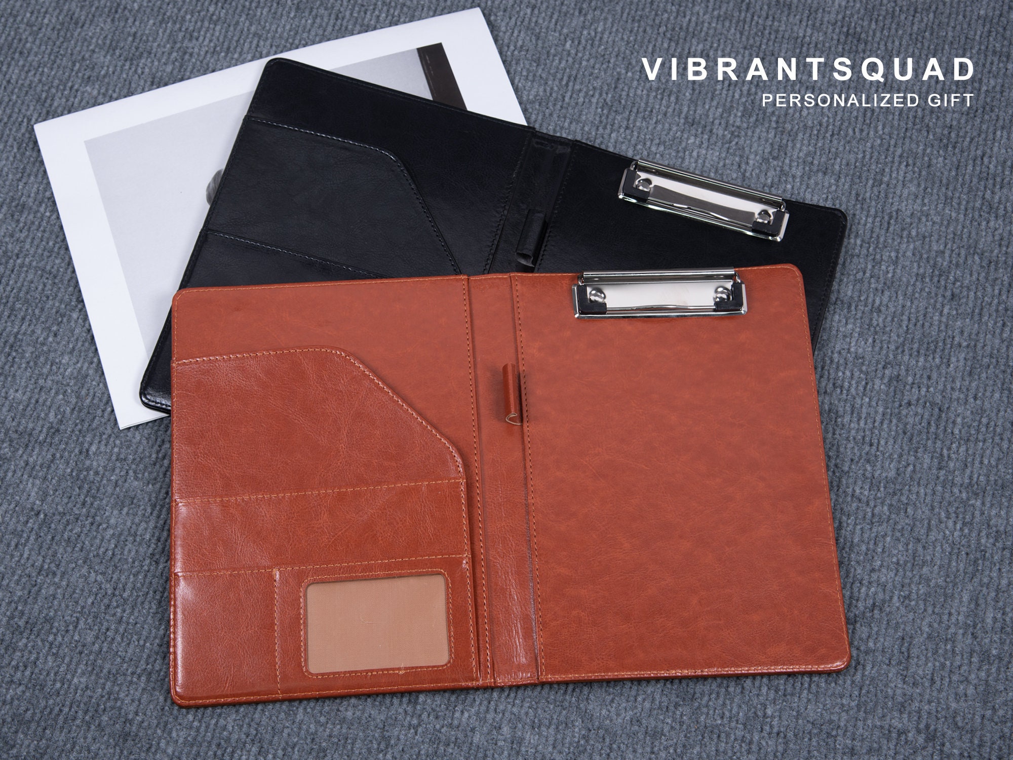 A5 Leather Padfolio Black Leather Padfolio With Clip Custom Etsy