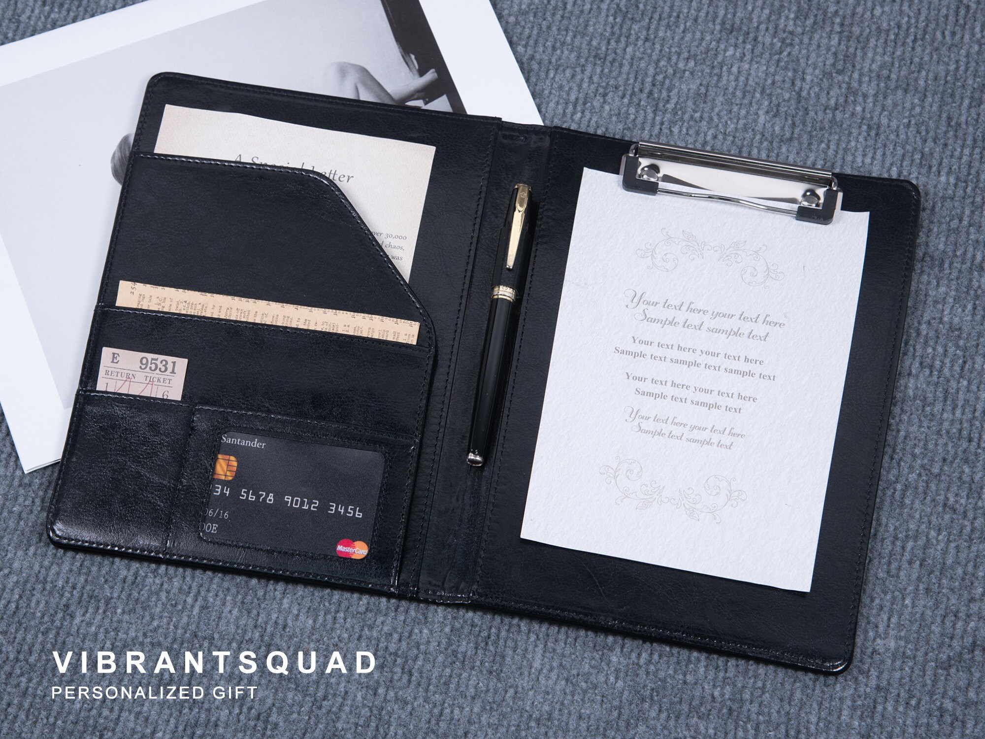 A5 Leather Padfolio Black Leather Padfolio With Clip Custom Etsy