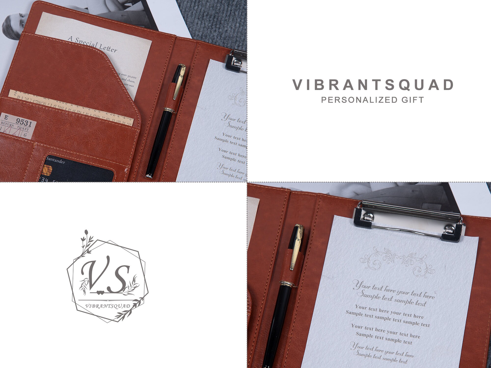 A5 Leather Padfolio Black Leather Padfolio With Clip Custom Etsy