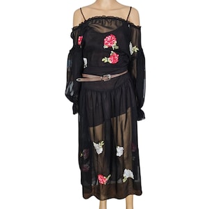 Vintage Blugirl Blumarine embroidered flower sheer mesh see through dress