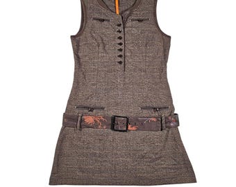 Vintage Cop Copine dress with removable floral embroidered buckle belt