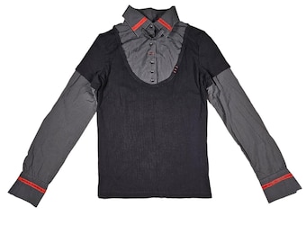 Vintage Cop Copine top with integrated ribbed cotton shirt