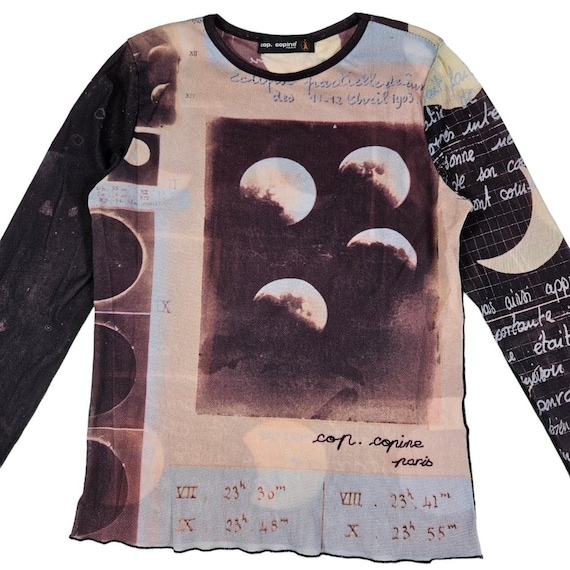 Vintage Cop Copine Lunar Moon Phase Print Sheer Mesh Top - Etsy