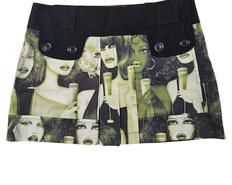 Vintage Custo Barcelona girls drinking champagne skirt