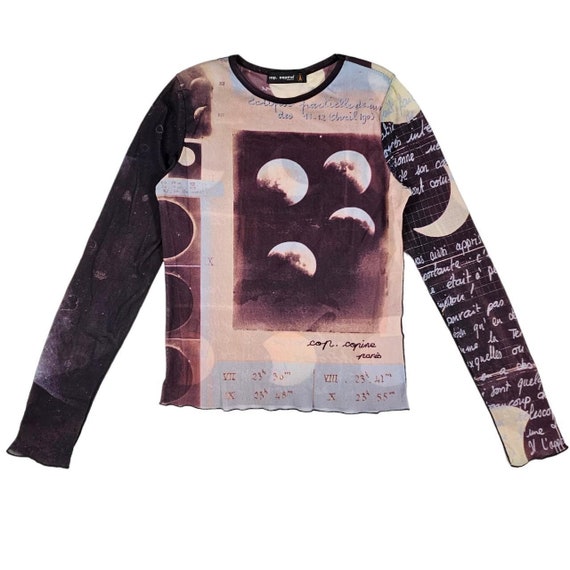 Vintage Cop Copine Lunar Moon Phase Print Sheer Mesh Top - Etsy