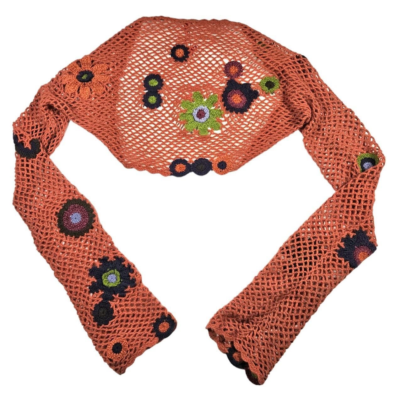 Vintage Miss Sixty Luxury Flower Knitted Mini Cropped Bolero Top