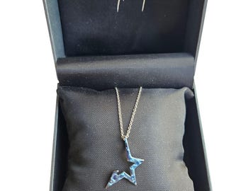 Y2k Vintage Thierry Mugler Silver Necklace, Star Crystals Pendant