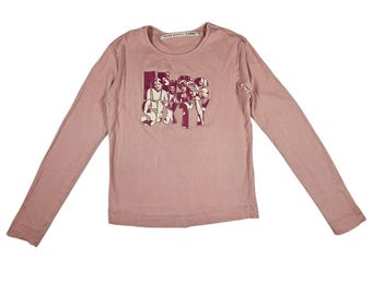 Vintage Very Rare Miss Sixty Girl Eating Sushi Graphic Print Top