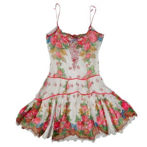 Vintage Blumarine 100% silk flowers print dress with V back