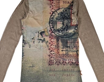 Vintage Cop Copine Postal Card Sheer Mesh Top - Etsy