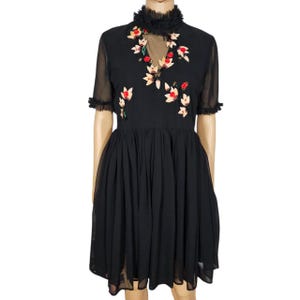 Vintage Blugirl Blumarine flower black beaded sequined patched lined dress