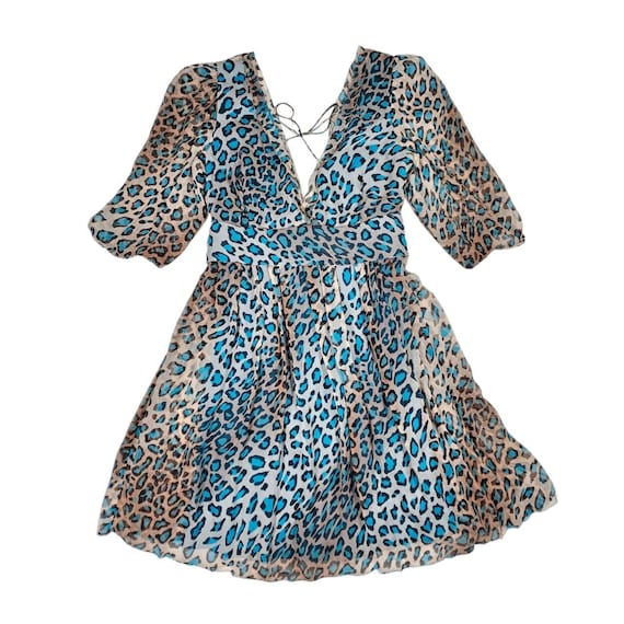 leopard dress blue Paula Hian Jaime Off-Shoulder Ruffle Dress XS / Powder Blue