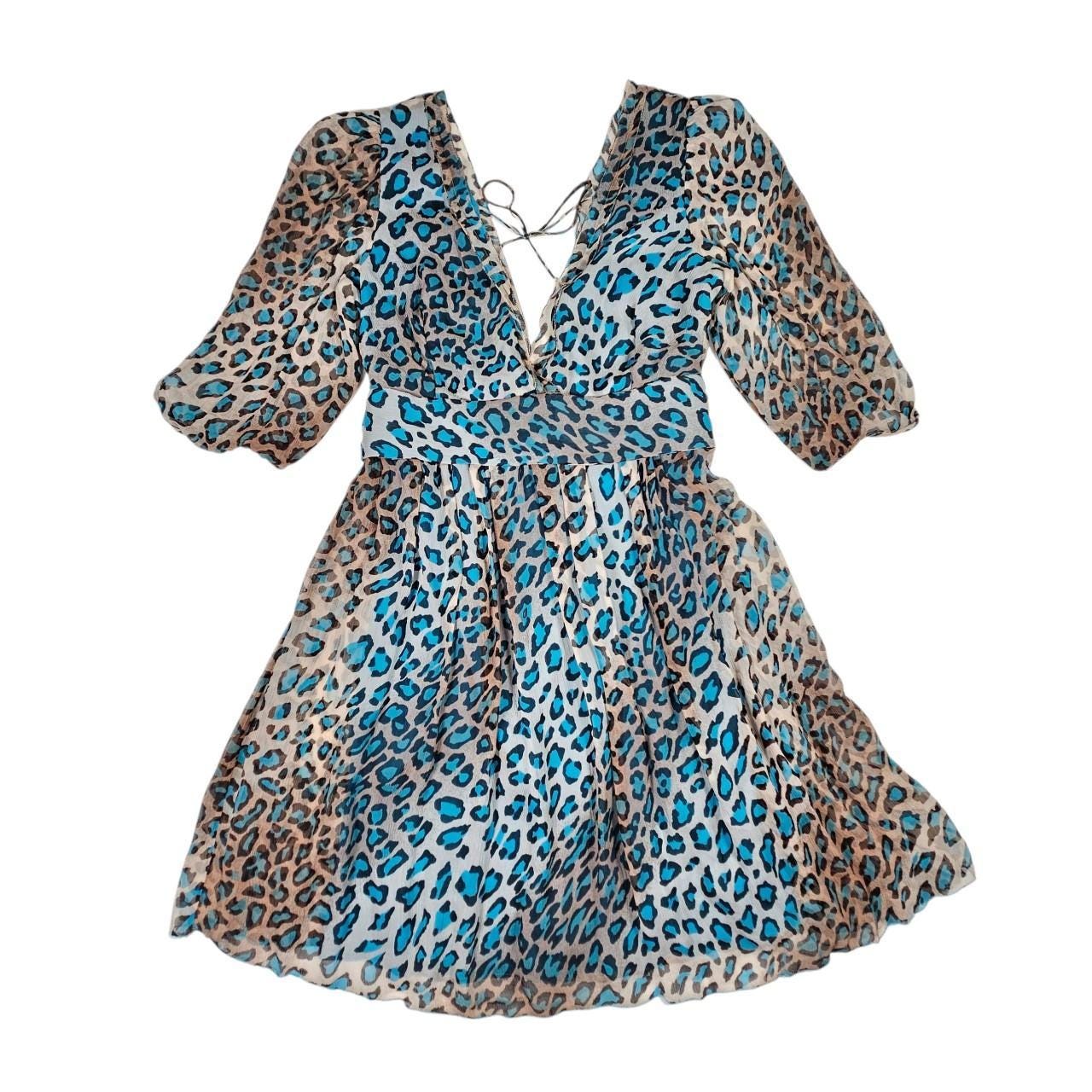 Vintage Blugirl Blumarine 100% Silk Leopard Print Dress