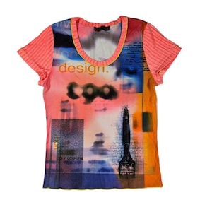 Blusa de malha transparente com estampa gráfica &quot;design&quot; da Cop Copine vintage