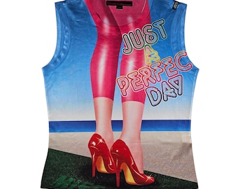 Vintage very rare Miss Sixty &quot;Just a perfect day&quot; graphic print top