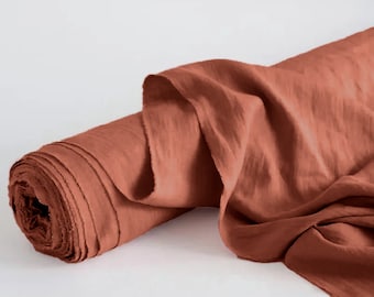 Warm Brown #75 Pure Linen soft washed by the yard for sewing, 100% pure linen fabric, Oeko Certified, linen-flax fabrics, Ship from the U.S.