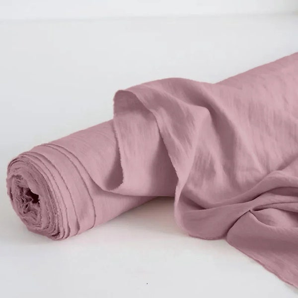 Soft Pink Pure #12 Linen soft washed by the yard for sewing, 100% pure linen fabric, eco-friendly washed linen-flax fabrics, Ship from U.S.