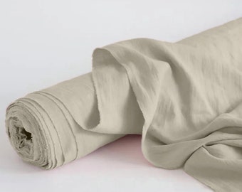 Beige Pure Linen soft washed by the yard for sewing, 100% pure linen fabric, eco-friendly washed linen-flax fabrics, Ship from the U.S.