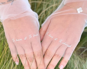 Personalisierbare Brauthandschuhe Brauthandschuhe für die Hochzeit Tüll Anpassbare Hochzeitsärmel Tüll Fingerlose individuelle Fäustlinge Transparente Tüllhandschuhe