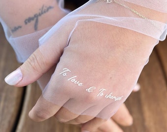 Custom Bridal Gloves Bride Gloves for Wedding Tulle Customizable Wedding Sleeves Tulle Fingerless Personalizable Mittens Sheer  Tulle Gloves