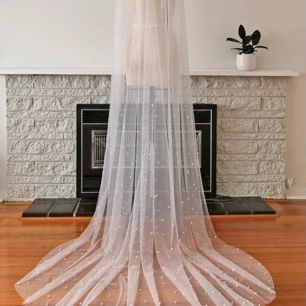 Voile de mariée en perles de 3 mètres Voile blanc avec peigne Voile de perles avec fard à joues Voile de mariée simple pour mariée Voile de mariage Voile long