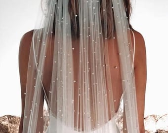 Bride veil for wedding veil with pearl veil Chapel bridal veil Bachelorette veil for bride Single Tire Veil Simple Bridal Veil 100-150-300cm