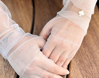 Custom Bridal Gloves Bride Sleeves for Wedding Tulle Customizable Wedding Sleeves Tulle Fingerless Personalizable Mittens Sheer Tulle Gloves