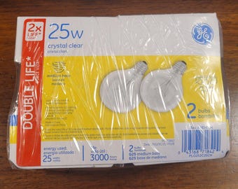 GE Not LED 25W 2 Pack Double Life Crystal Clear Light Bulbs DECORATIVE Old Style