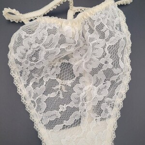 Vtg 34C Victorias Secret 80s 90s T-String / Thong Panties String SMALL IVORY