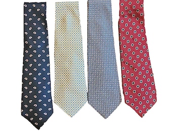 Lot of 4 Vtg Polo Ralph Lauren Silk Tie Hand Made USA Yellow Red Dark Blue Navy