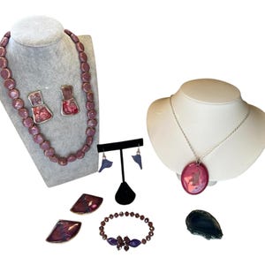 Vintage to now Purples Pinks Mixed Jewelry Lot All Wearable Re-purpose Or Craft “Purple Haze”