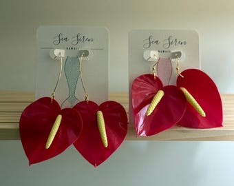 Red Anthurium Earrings