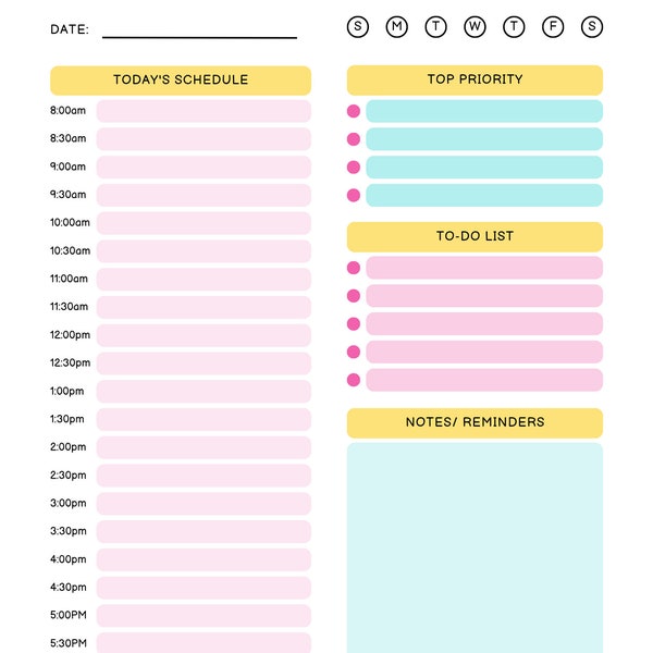 daily schedule planner printable digital sheet. Daily planner way to your success daily planner.