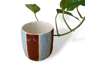 Handmade Porcelain strips mug