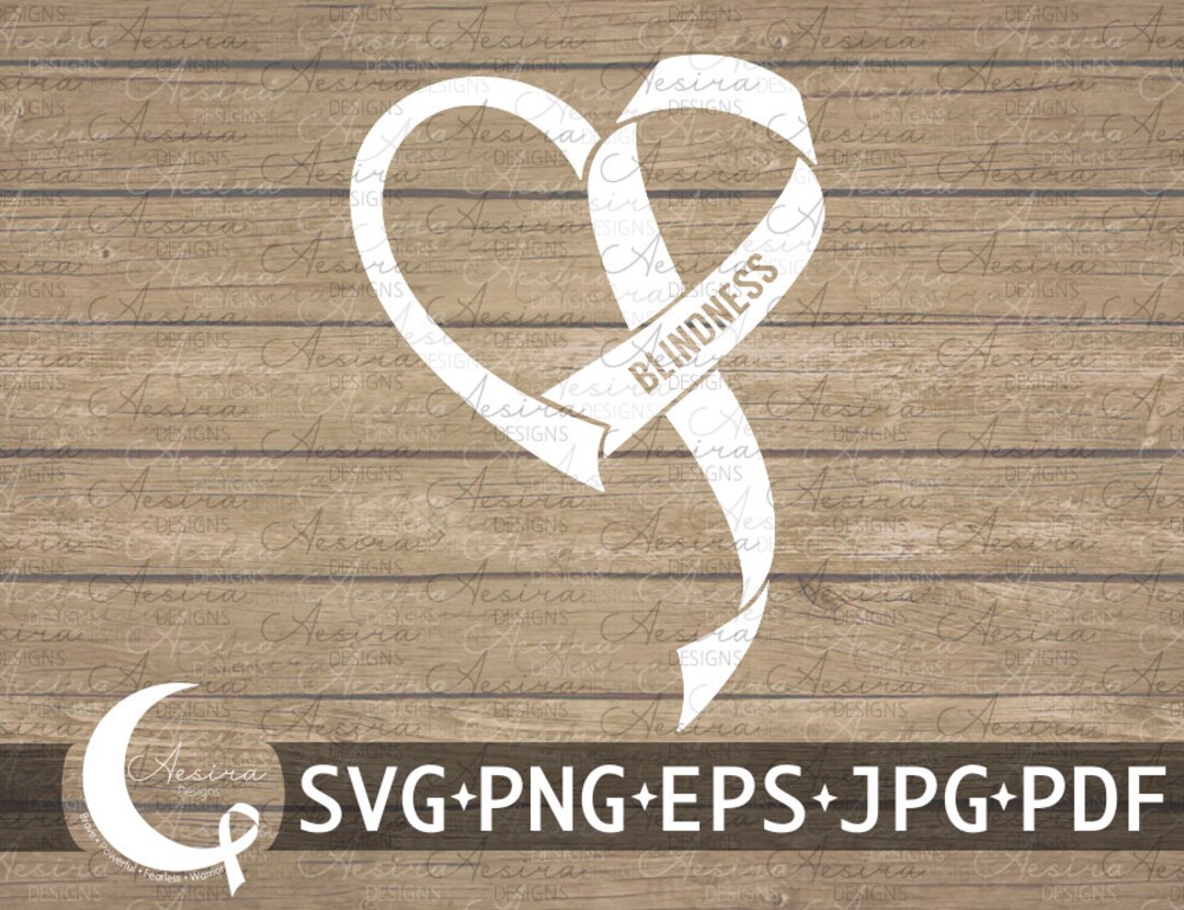 Strong Ribbon Blindness Heart Ribbon SVG, Blindness Awareness Ribbon, Blindness ...