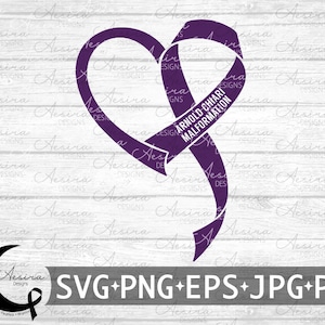 Arnold Chiari Malformation Heart Ribbon SVG, Chiari Malformation Awareness Ribbon, Chiari Malformation Support Squad, Chiari Heart Ribbon
