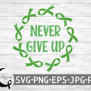 Paralisi cerebrale Never Give Up Ribbon SVG, Consapevolezza della paralisi cerebrale, Squadra di supporto per la paralisi cerebrale, Combattente per la paralisi cerebrale, CP Be Strong