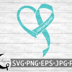 Sucht Genesung Herz Band SVG, Sucht Genesung Bewusstsein, Sucht Support Squad, Sucht Glaube Hoffnung glauben, Addict Ribbon svg