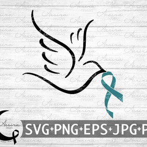 Post-Traumatic Stress Disorder Dove Ribbon svg, PTSD Awareness Ribbon, PTSD Support Squad, Ptsd Warrior, Ptsd Fighter, PTSD Ribbon svg