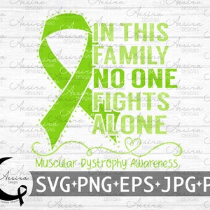 Distrofia muscular en esta familia Nadie lucha solo Cinta svg, Cinta de concientización sobre la distrofia muscular, Escuadrón de apoyo a la distrofia muscular